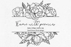 Frame with peonies in Png, Ai, Eps, Svg files for cricut. Product Image 1