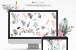 Pink and Green Tropical Leaves Clipart Product Image 2