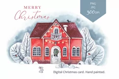 Watercolor Christmas hous sublimation clipart, PNG Product Image 1