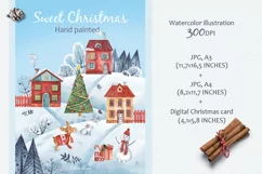 Watercolor Christmas card, poster, JPG Product Image 1