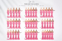 French Pink Wedding Clipart, Pink Bridesmaids Clipart Product Image 2