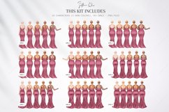 China Rose Wedding Clipart, China Rose Bridesmaids Clipart Product Image 2