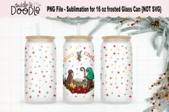 Nativity Christmas - 16 oz Frosted Glass Can | PNG Sublimati Product Image 1