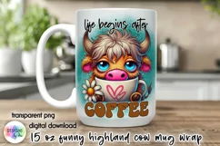 Funny Highland Cow Mug Wrap, Sarcastic Coffee Mug Print Product Image 1