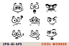 Cartoon Facial Expressions Vector Icons Product Image 1