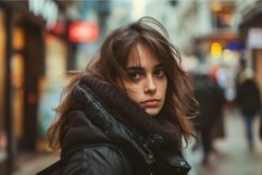 Candid portrait of young woman in urban setting Product Image 1