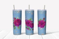 Roses sublimation design. Skinny tumbler wrap design. Product Image 2