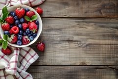 Flatlay photo, kitchen table fruit bowl with copy space Product Image 1