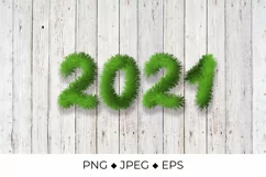 2021 numbers made of fir branches. Fur or tinsel effect. Product Image 1