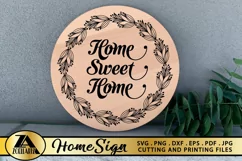 Home Sign SVG Home Round Sign SVG Farmhouse Wreath SVG Product Image 2