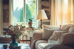 Cozy living room in warm sunset light Product Image 1