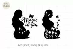 Pregnant woman svg set, pregnancy flowers svg, maternity svg Product Image 1