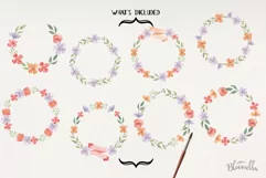 Floss Wreaths Watercolor 8 Flowers Leaves Purple Banners Product Image 4