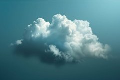 Single cumulus cloud is floating on a teal sky background Product Image 1