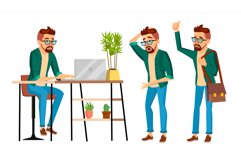 Business Man Character Vector. Hipster Working Man. Product Image 1