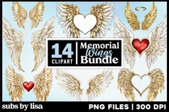 In Memory of Memorial Angel Wings Clipart PNG Product Image 1