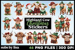 Baby Highland Cows PNG Christmas Stickers Product Image 1