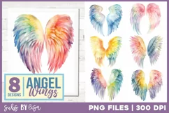 8 Watercolor Angel Wings Sublimation Clipart PNG Product Image 10