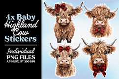 Baby Highland Cows PNG Christmas Stickers Product Image 2