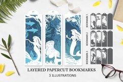 Little Mermaid Bookmark|Sea paper cut bookmark Product Image 1