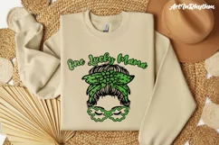 One Lucky Mama Svg, St. Patrick's Day Svg, Messy Bun Mom Svg Product Image 5