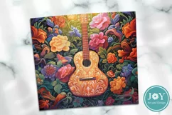 BEAUTIFUL GUITAR AND FLOWERS TUMBLER WRAP SUBLIMATION DESIGN Product Image 3