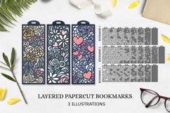 Heart with flowers bookmark layered paper cut design SVG Product Image 1