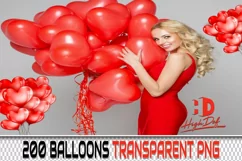 200 RED BALLOONS TRANSPARENT PNG FILES, PHOTOSHOP OVERLAYS Product Image 1