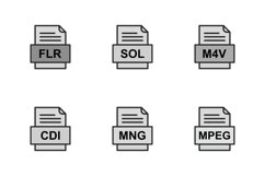 Set Of File Formats Icons Product Image 1