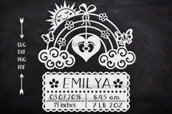 Baby Birth announcement card paper cut laser cut template Product Image 1