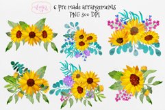 Hand painted sunflower clipart, watercolor spring florals Product Image 2