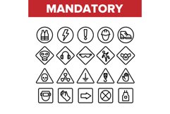 Collection Mandatory Signs Marks Vector Icons Set Product Image 1