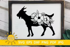 Floral Goat SVG | Goat SVG | Farmhouse SVG Product Image 1