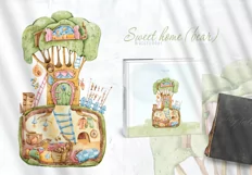 Watercolor magic tree house clipart-1 png file Product Image 3