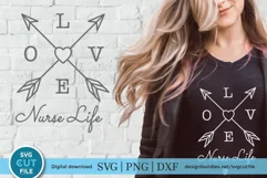 Nursing svg -LOVE Nurse svg with Heart & Arrows - a nursing Product Image 1
