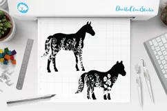 Horse Floral Cut Files SVG, Horse Clipart. Floral Pony SVG. Product Image 1