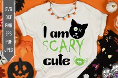 I Am Scary Cute Svg. Halloween Baby Svg with Cat Product Image 1