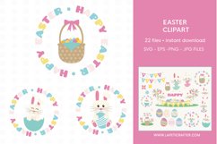 Happy Easter bunny clipart set Product Image 6