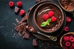 Decadent chocolate fondue with fresh raspberries Product Image 1
