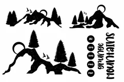 Grunge Mountains with Birds and Trees T-Shirts SVG, AI, EPS Product Image 1