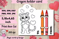 Valentine's Day tiger with heart Coloring Crayon Holder Product Image 1
