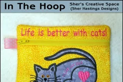 ITH Love My Cat Zipper Bag - Fully Lined, 5X7 HOOP Product Image 1