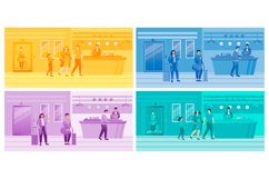 Hotel reception flat vector illustrations set Product Image 1