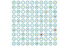 100 biology icons set, cartoon style Product Image 1