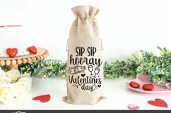 Valentine Wine Bag SVG | Sip Sip Hooray It's Valentine's Day Product Image 2