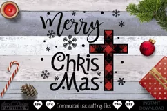 Merry Christmas SVG, buffalo plaid cross svg Product Image 6