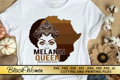 Black Woman SVG PNG EPS DXF Files MELANIN QUEEN SVG AFRO SVG Product Image 4