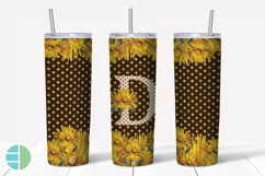 Sunflower Monogram Skinny Tumblers Alpha Sublimation Design Product Image 5