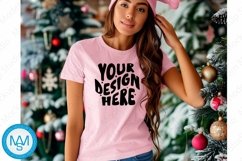 Bella Canvas 3001 Christmas, Woman purple Tshirt Mockup Product Image 1