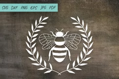 Bee SVG, Honey Bee SVG, Floral Bee SVG, Bee laurel wreath Product Image 4